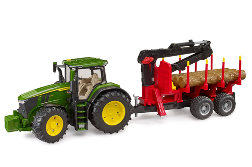 Model traktoru John Deere 7R 350 s vyvážecím přívěsem